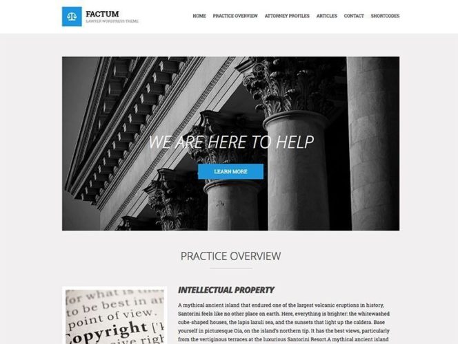 Factum es un tema WordPress con un diseño sencillo